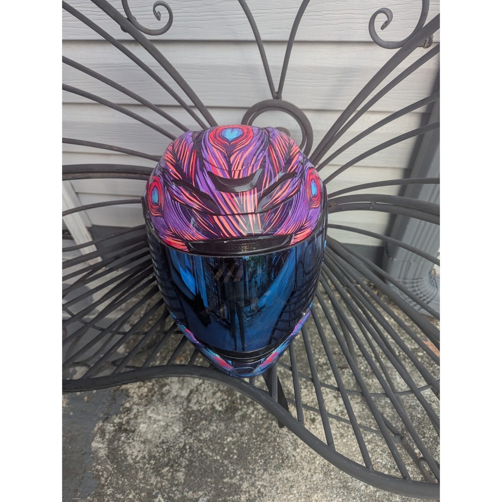 Airmada Opacity Full Face Motorcycle Helmet Peacock Womens Medium DOT Approved